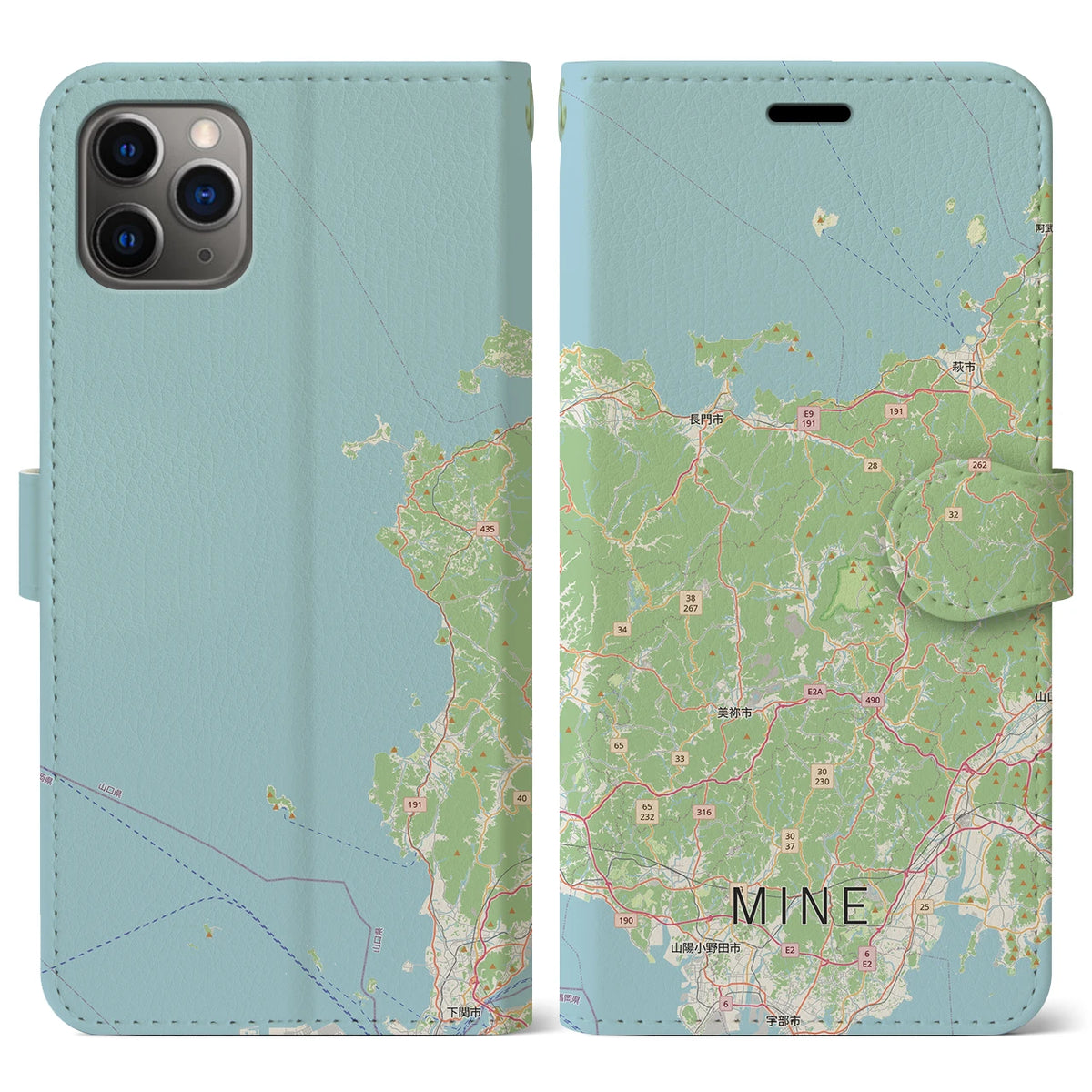 【美祢2（山口県）】地図柄iPhoneケース（手帳タイプ）