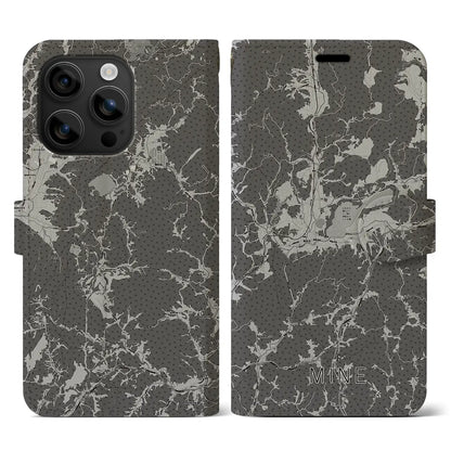 【美祢（山口県）】地図柄iPhoneケース（手帳タイプ）モノトーン・iPhone 16 用