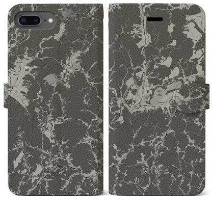 【美祢（山口県）】地図柄iPhoneケース（手帳タイプ）モノトーン・iPhone 8Plus /7Plus / 6sPlus / 6Plus 用