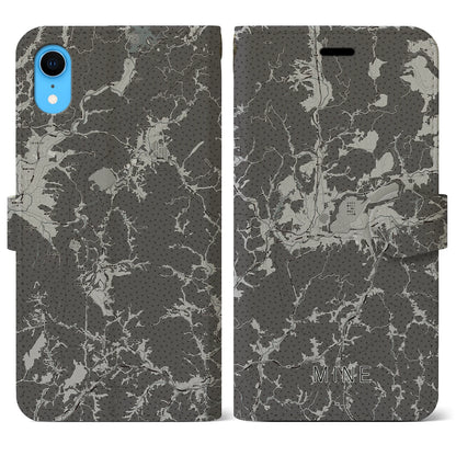 【美祢（山口県）】地図柄iPhoneケース（手帳タイプ）モノトーン・iPhone XR 用