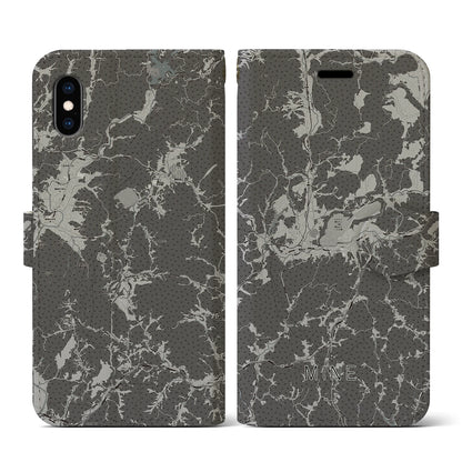 【美祢（山口県）】地図柄iPhoneケース（手帳タイプ）モノトーン・iPhone XS / X 用