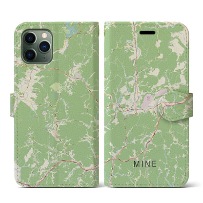 【美祢（山口県）】地図柄iPhoneケース（手帳タイプ）ナチュラル・iPhone 11 Pro 用