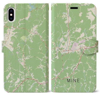 【美祢（山口県）】地図柄iPhoneケース（手帳タイプ）ナチュラル・iPhone XS Max 用