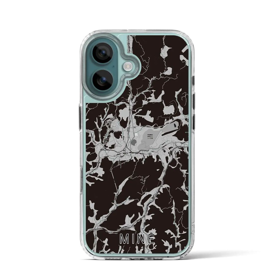 【美祢(山口県)】地図柄iPhoneケース(MagSafeタイプ)モノトーン・iPhone 16 Pro 用