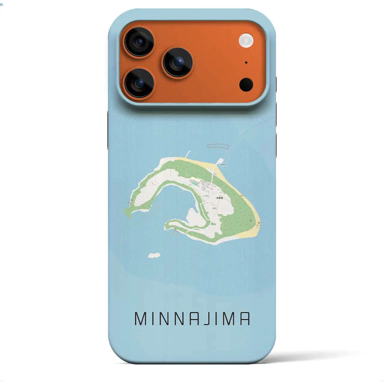 【水納島（沖縄県）】地図柄iPhoneケース（バックカバータイプ）ブラック・iPhone 17 Pro Max 用