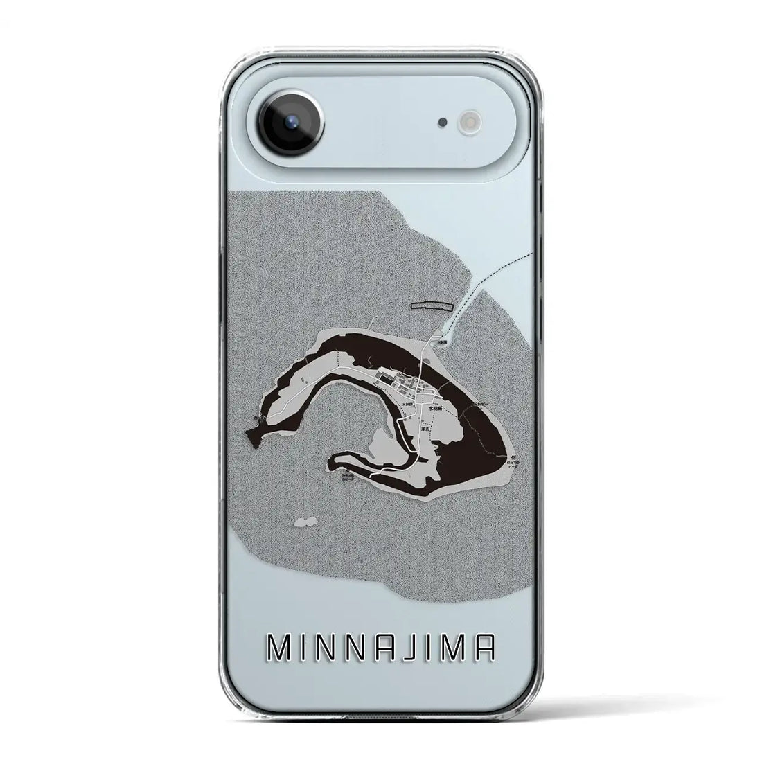 【水納島(沖縄県)】地図柄iPhoneケース(クリアタイプ)モノトーン・iPhone 17 Pro Max 用