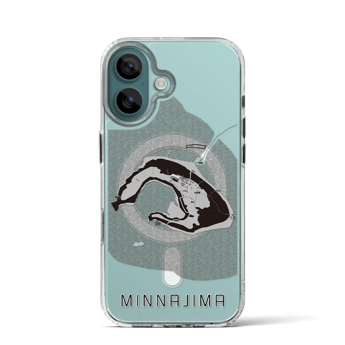 【水納島(沖縄県)】地図柄iPhoneケース(MagSafeタイプ)モノトーン・iPhone 16 Pro 用