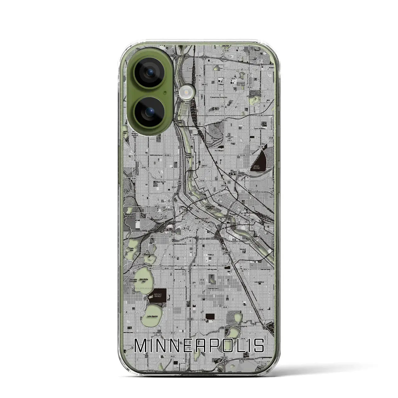 【ミネアポリス（アメリカ）】地図柄iPhoneケース（クリアタイプ）