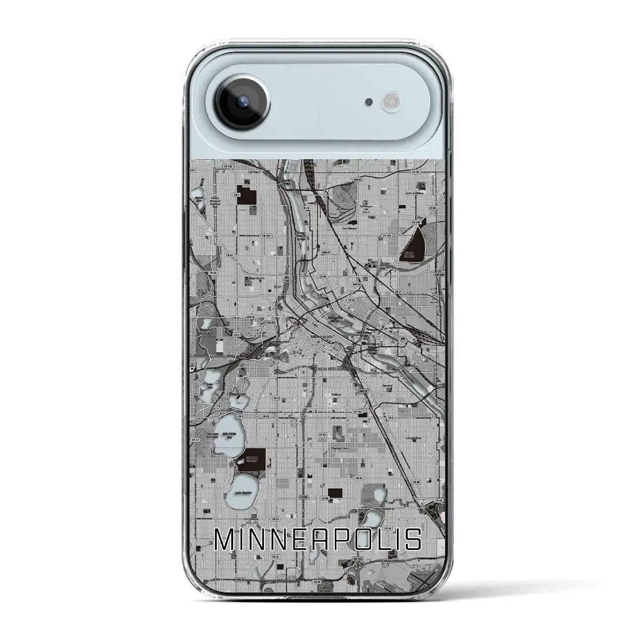 【ミネアポリス（アメリカ）】地図柄iPhoneケース（クリアタイプ）