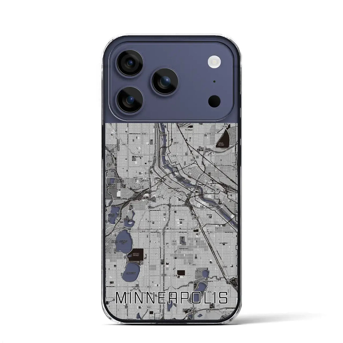 【ミネアポリス（アメリカ）】地図柄iPhoneケース（クリアタイプ）