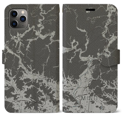 【美濃（岐阜県）】地図柄iPhoneケース（手帳タイプ）モノトーン・iPhone 11 Pro Max 用