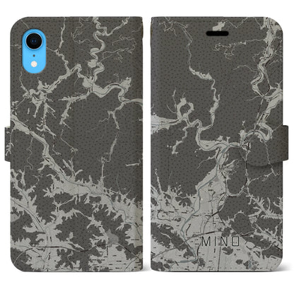 【美濃（岐阜県）】地図柄iPhoneケース（手帳タイプ）モノトーン・iPhone XR 用