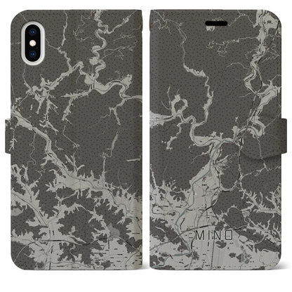 【美濃（岐阜県）】地図柄iPhoneケース（手帳タイプ）モノトーン・iPhone XS Max 用