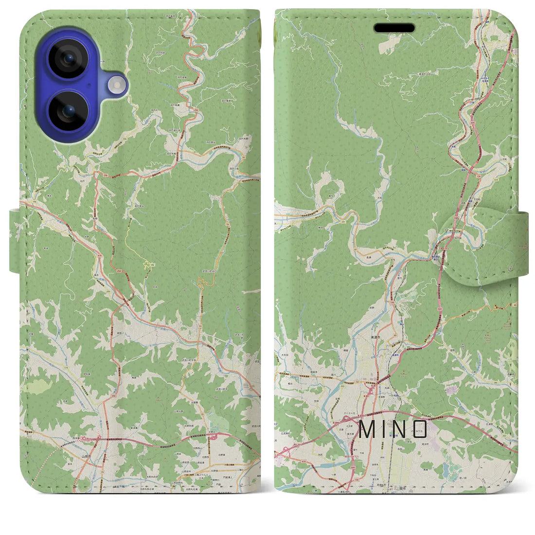 【美濃（岐阜県）】地図柄iPhoneケース（手帳タイプ）ナチュラル・iPhone 16 Pro Max 用