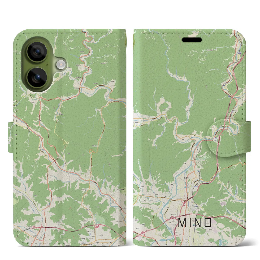 【美濃(岐阜県)】地図柄iPhoneケース(手帳タイプ)モノトーン・iPhone 17 Pro Max 用
