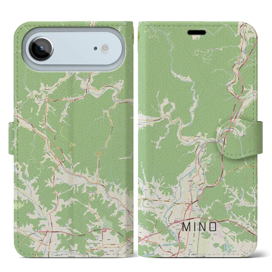 【美濃（岐阜県）】地図柄iPhoneケース（手帳タイプ）ナチュラル・iPhone 17 Pro Max 用