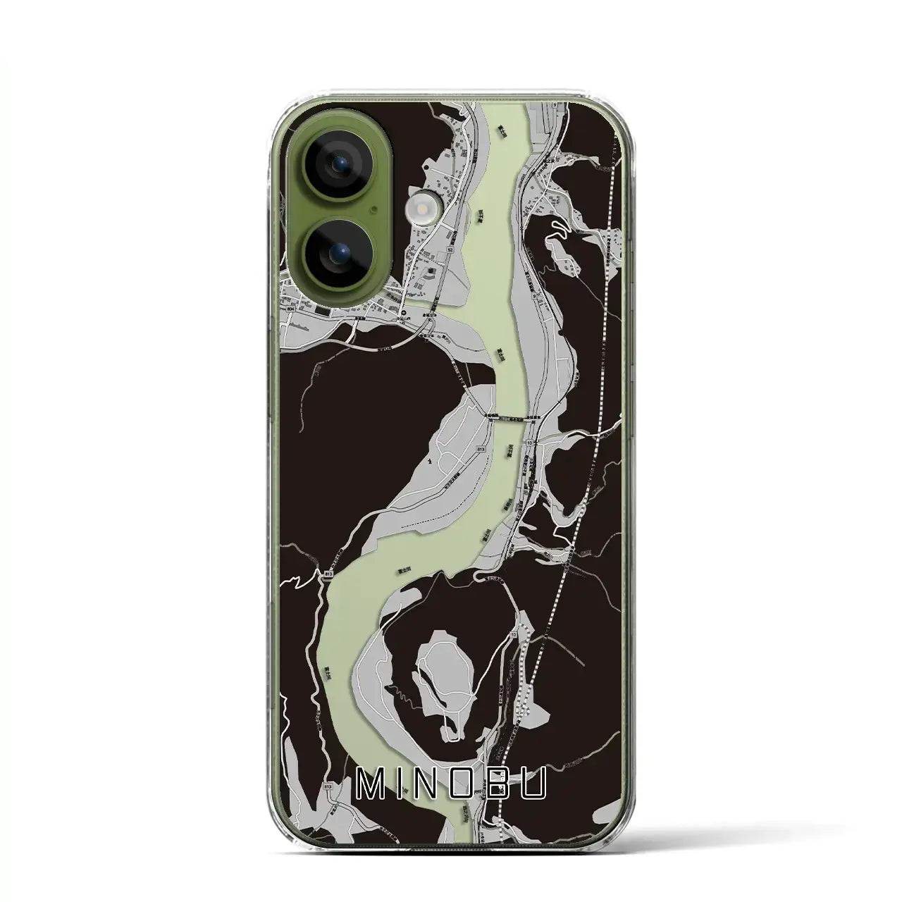 【身延（山梨県）】地図柄iPhoneケース（クリアタイプ）モノトーン・iPhone 17 Pro Max 用