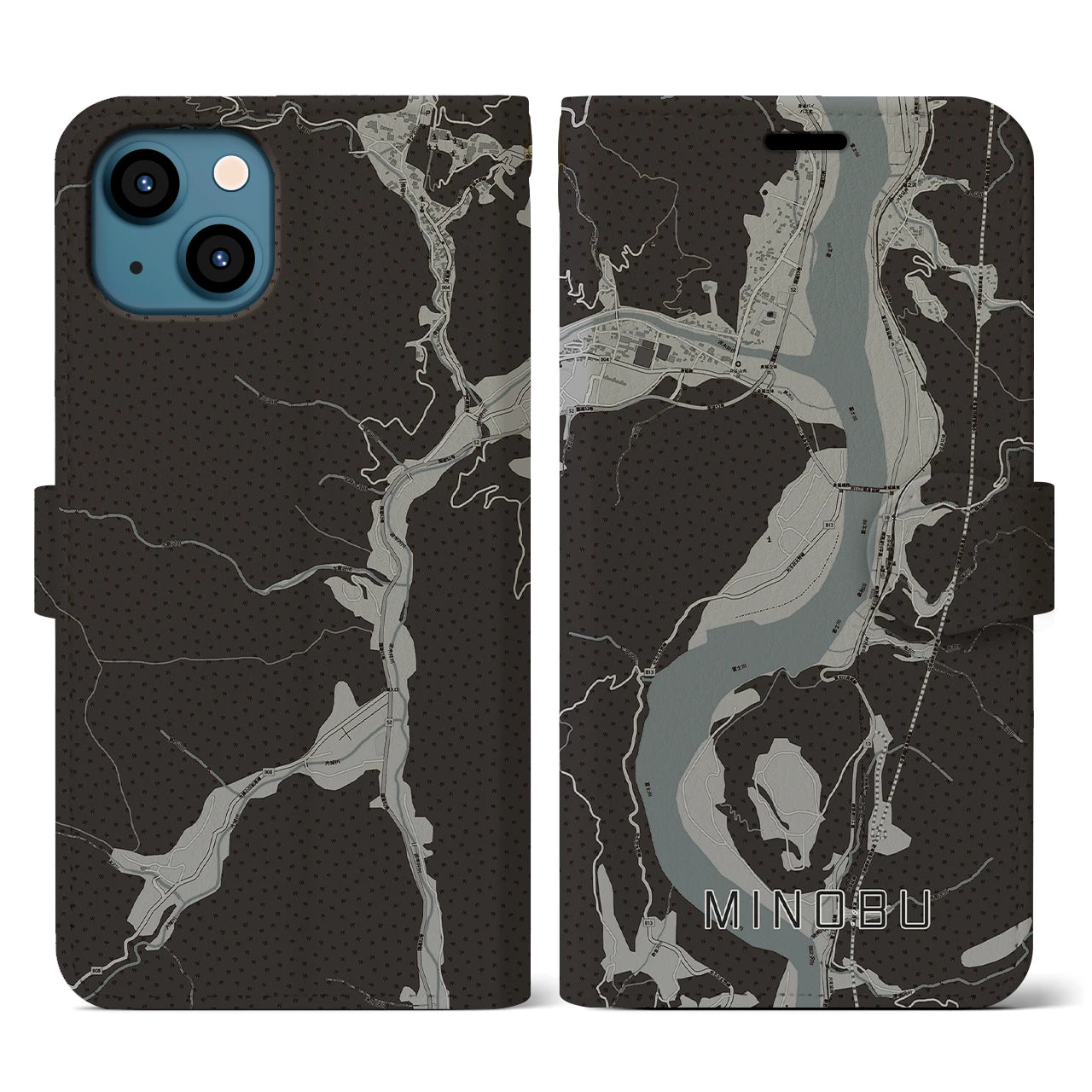 【身延（山梨県）】地図柄iPhoneケース（手帳タイプ）