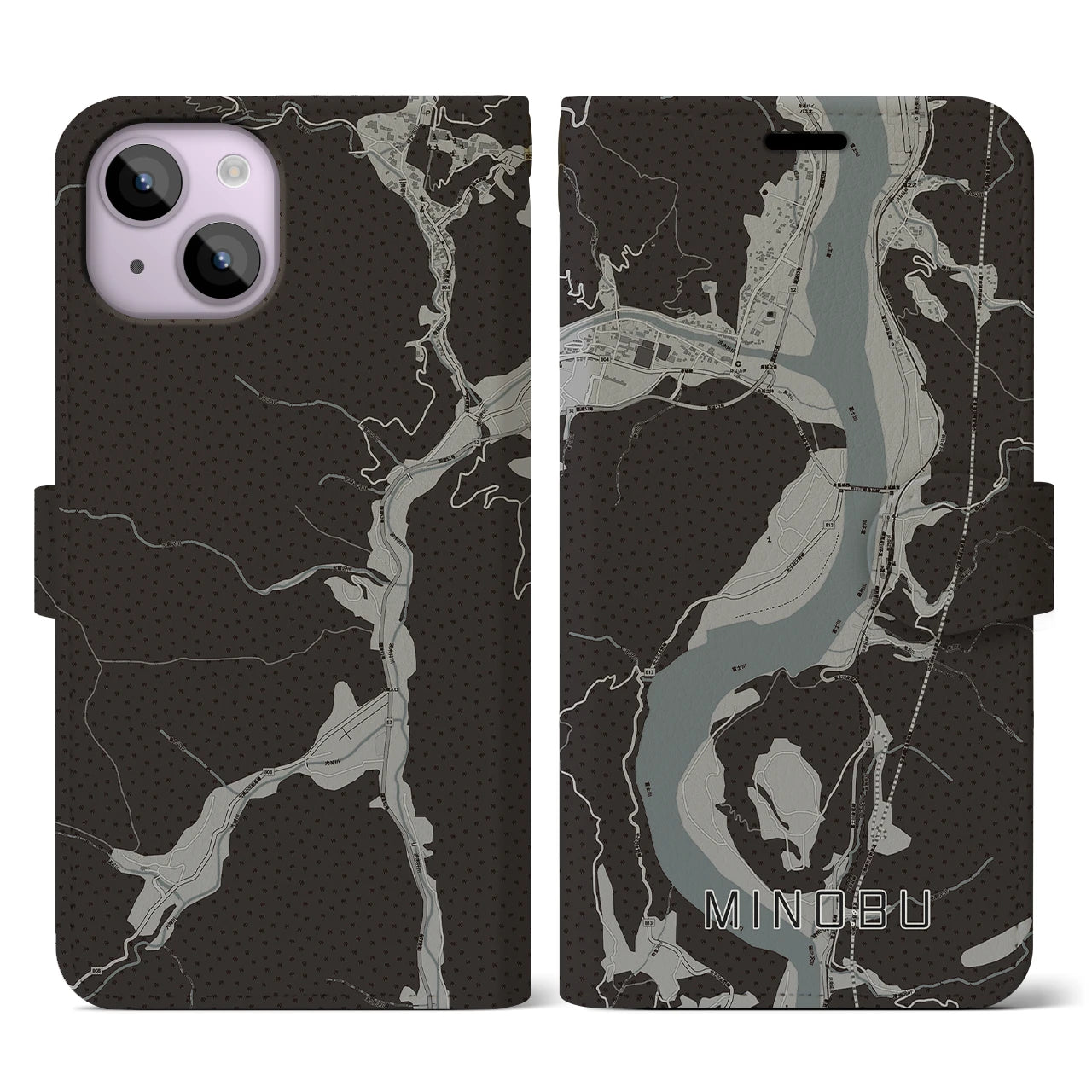 【身延（山梨県）】地図柄iPhoneケース（手帳タイプ）