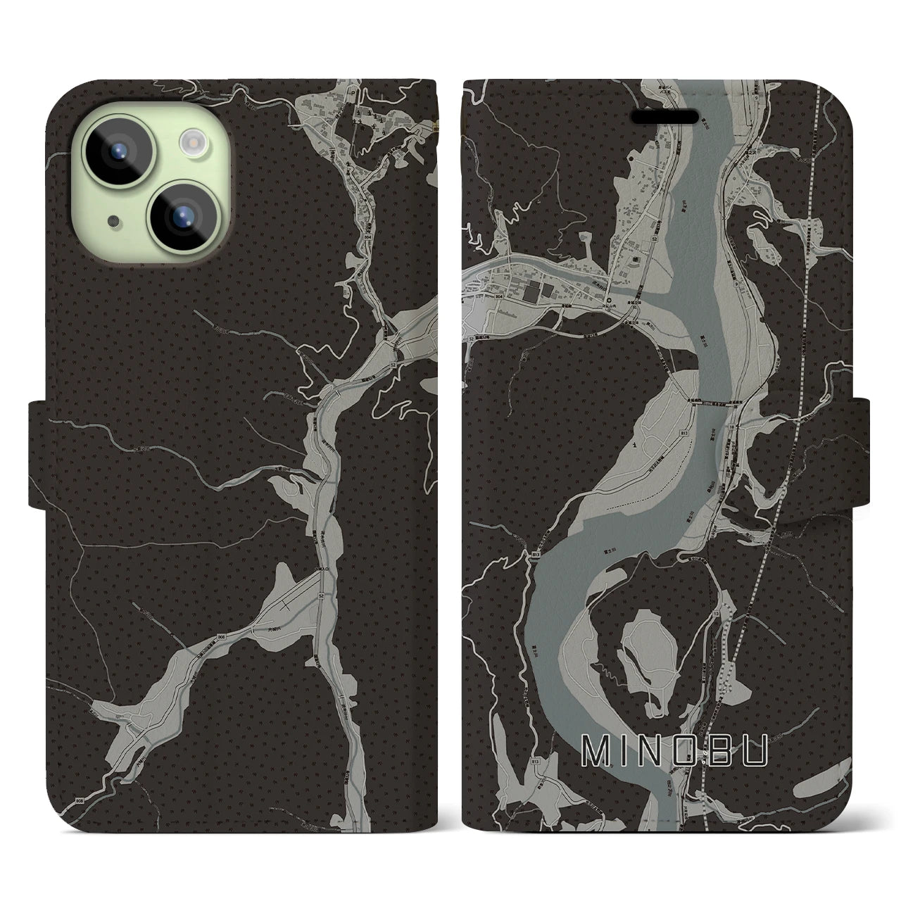 【身延（山梨県）】地図柄iPhoneケース（手帳タイプ）