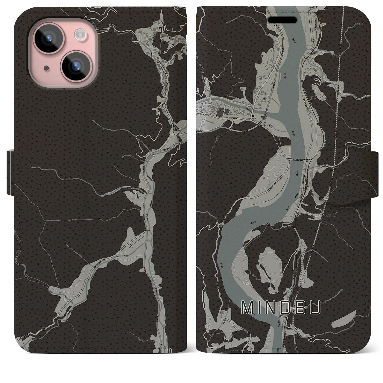 【身延（山梨県）】地図柄iPhoneケース（手帳タイプ）