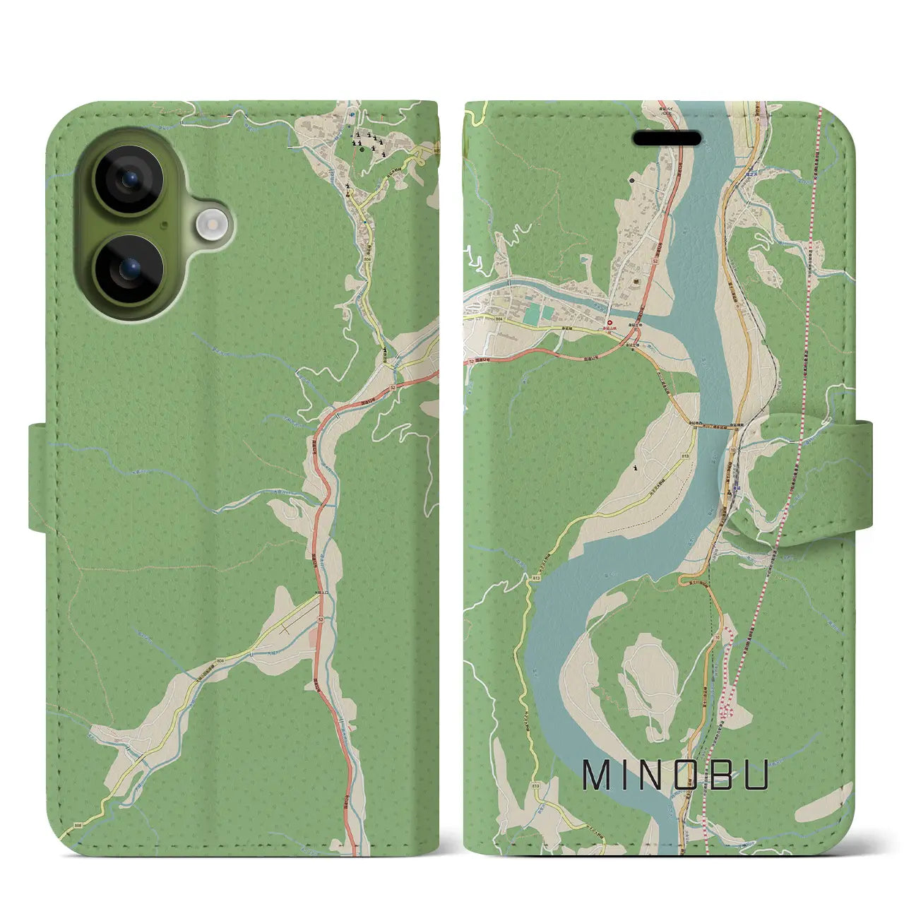 【身延（山梨県）】地図柄iPhoneケース（手帳タイプ）