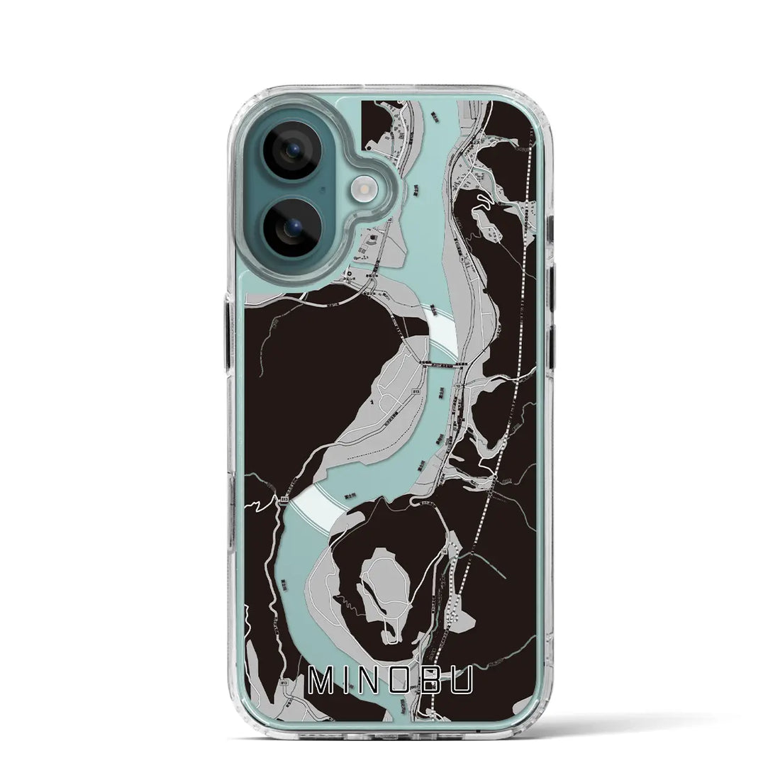 【身延（山梨県）】地図柄iPhoneケース（MagSafeタイプ）モノトーン・iPhone 16 Pro 用