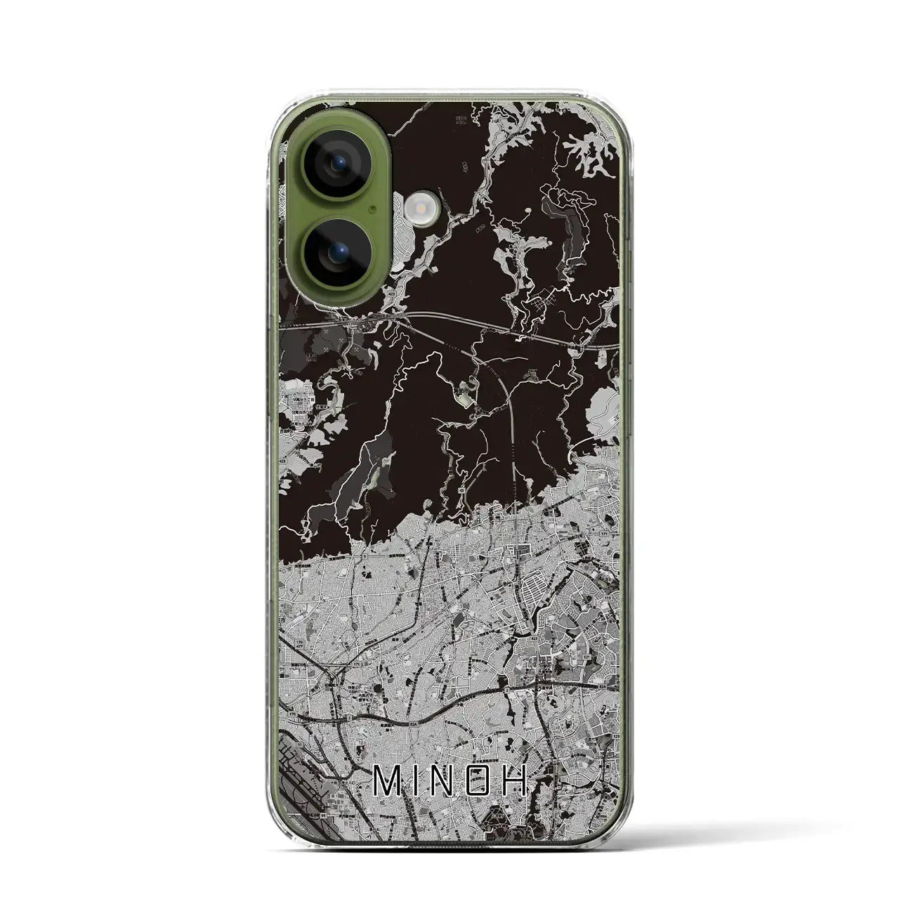 【箕面（大阪府）】地図柄iPhoneケース（クリアタイプ）モノトーン・iPhone 17 Pro Max 用