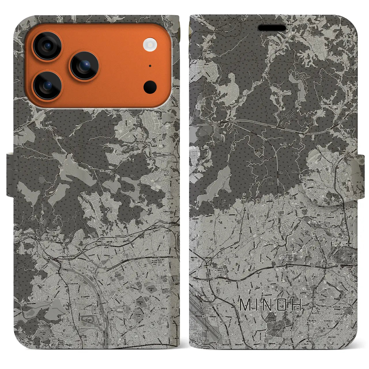 【箕面（大阪府）】地図柄iPhoneケース（手帳タイプ）