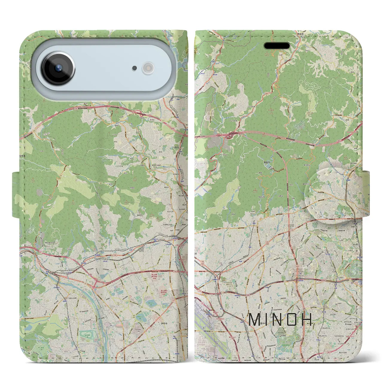 【箕面（大阪府）】地図柄iPhoneケース（手帳タイプ）