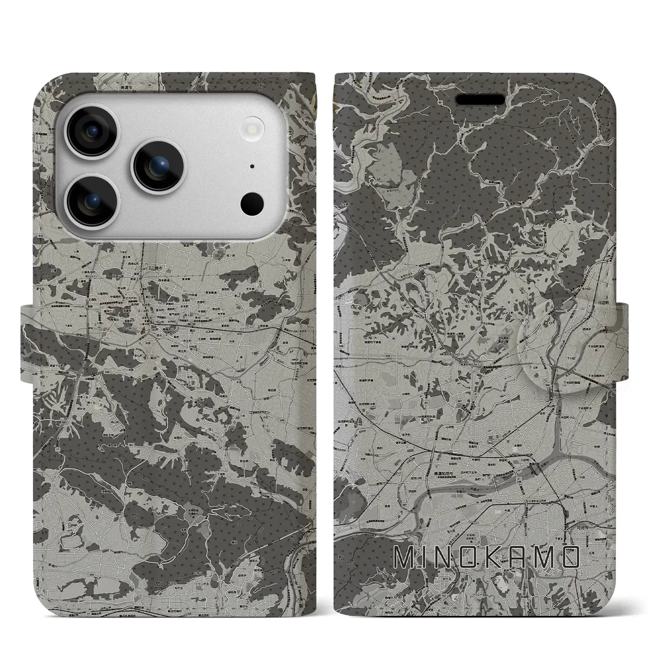 【美濃加茂（岐阜県）】地図柄iPhoneケース（手帳タイプ）