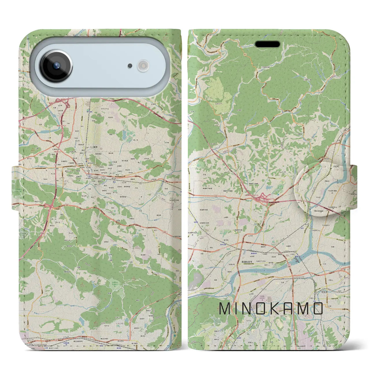 【美濃加茂（岐阜県）】地図柄iPhoneケース（手帳タイプ）