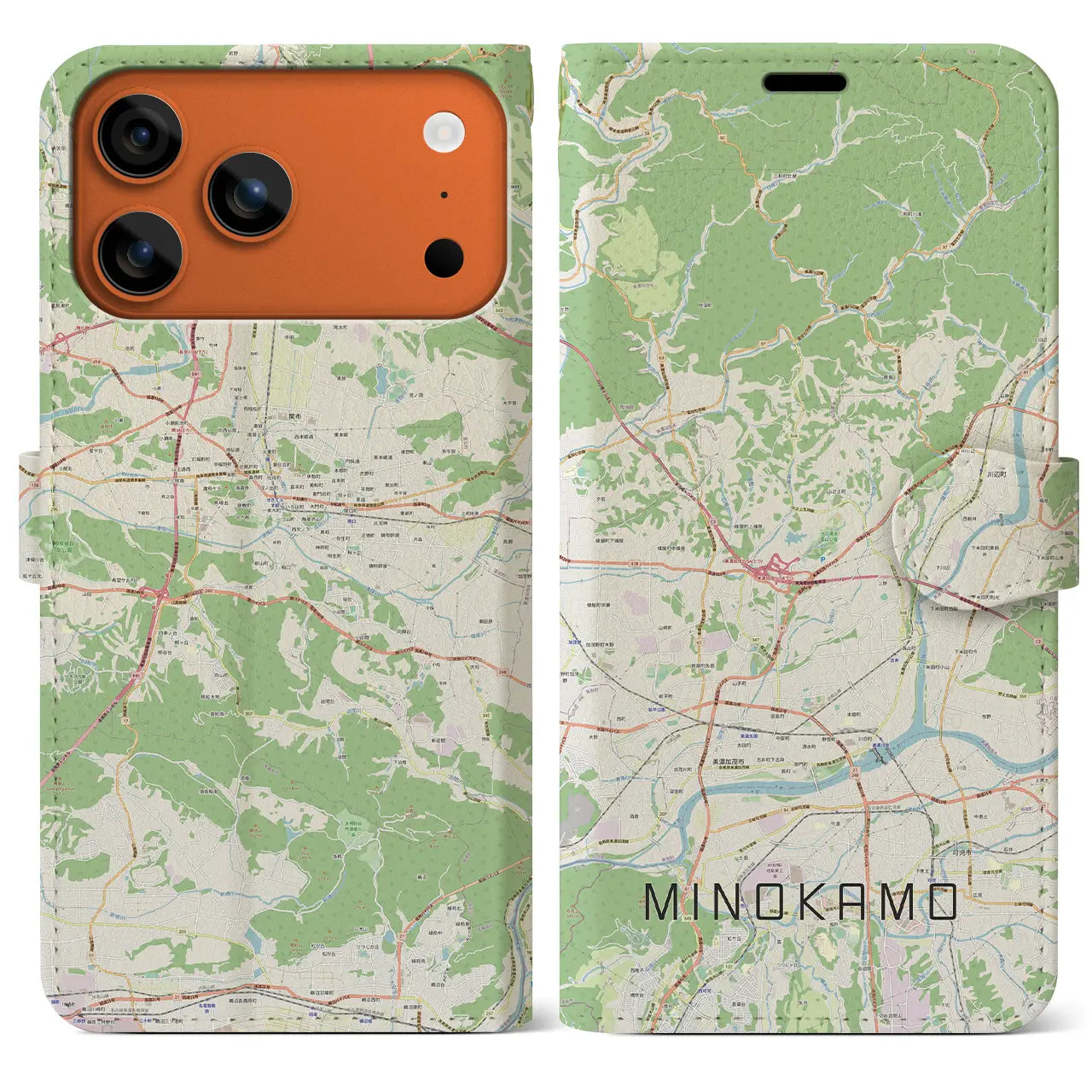 【美濃加茂（岐阜県）】地図柄iPhoneケース（手帳タイプ）