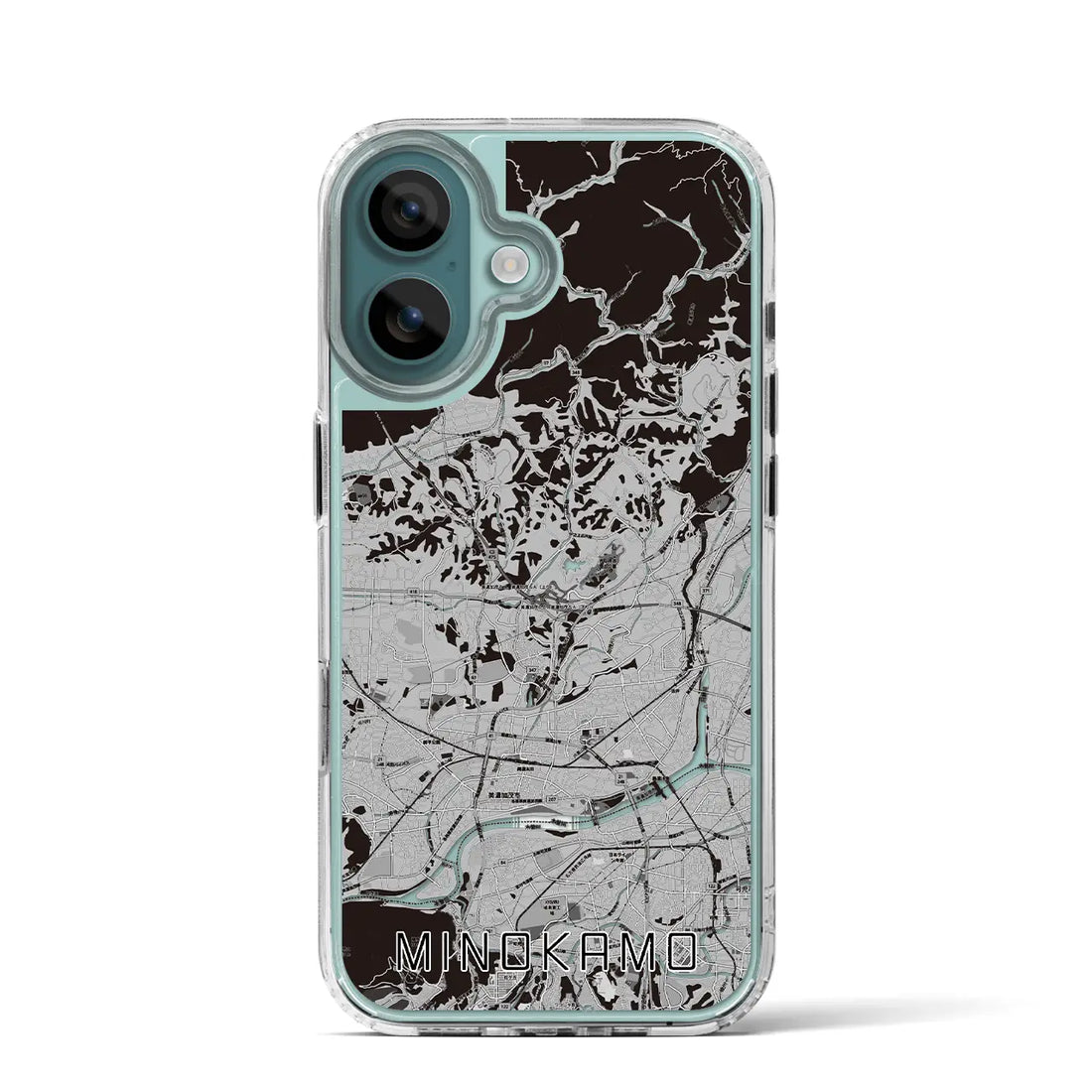 【美濃加茂（岐阜県）】地図柄iPhoneケース（MagSafeタイプ）モノトーン・iPhone 16 Pro 用