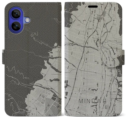 【箕輪（長野県）】地図柄iPhoneケース（手帳タイプ）モノトーン・iPhone 16 Pro Max 用