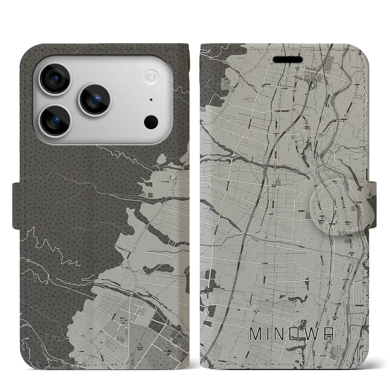 【箕輪（長野県）】地図柄iPhoneケース（手帳タイプ）