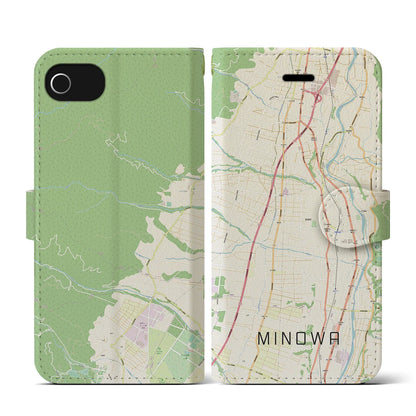 【箕輪（長野県）】地図柄iPhoneケース（手帳タイプ）ナチュラル・iPhone SE（第3 / 第2世代） / 8 / 7 / 6s / 6 用