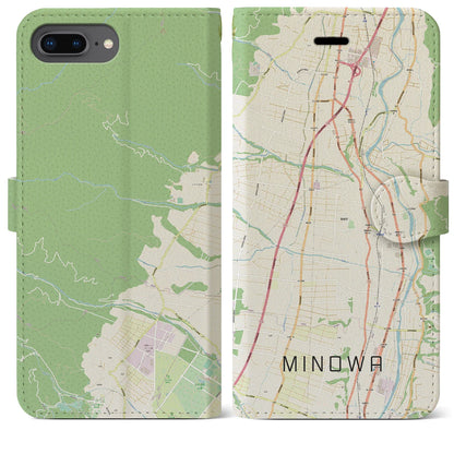 【箕輪（長野県）】地図柄iPhoneケース（手帳タイプ）ナチュラル・iPhone 8Plus /7Plus / 6sPlus / 6Plus 用
