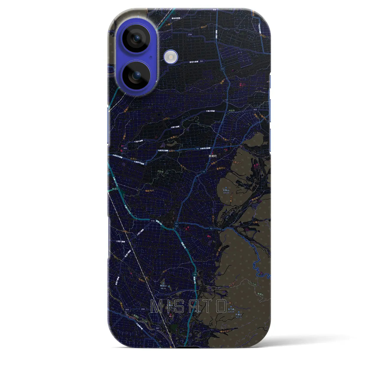 【美郷（秋田県）】地図柄iPhoneケース（バックカバータイプ）