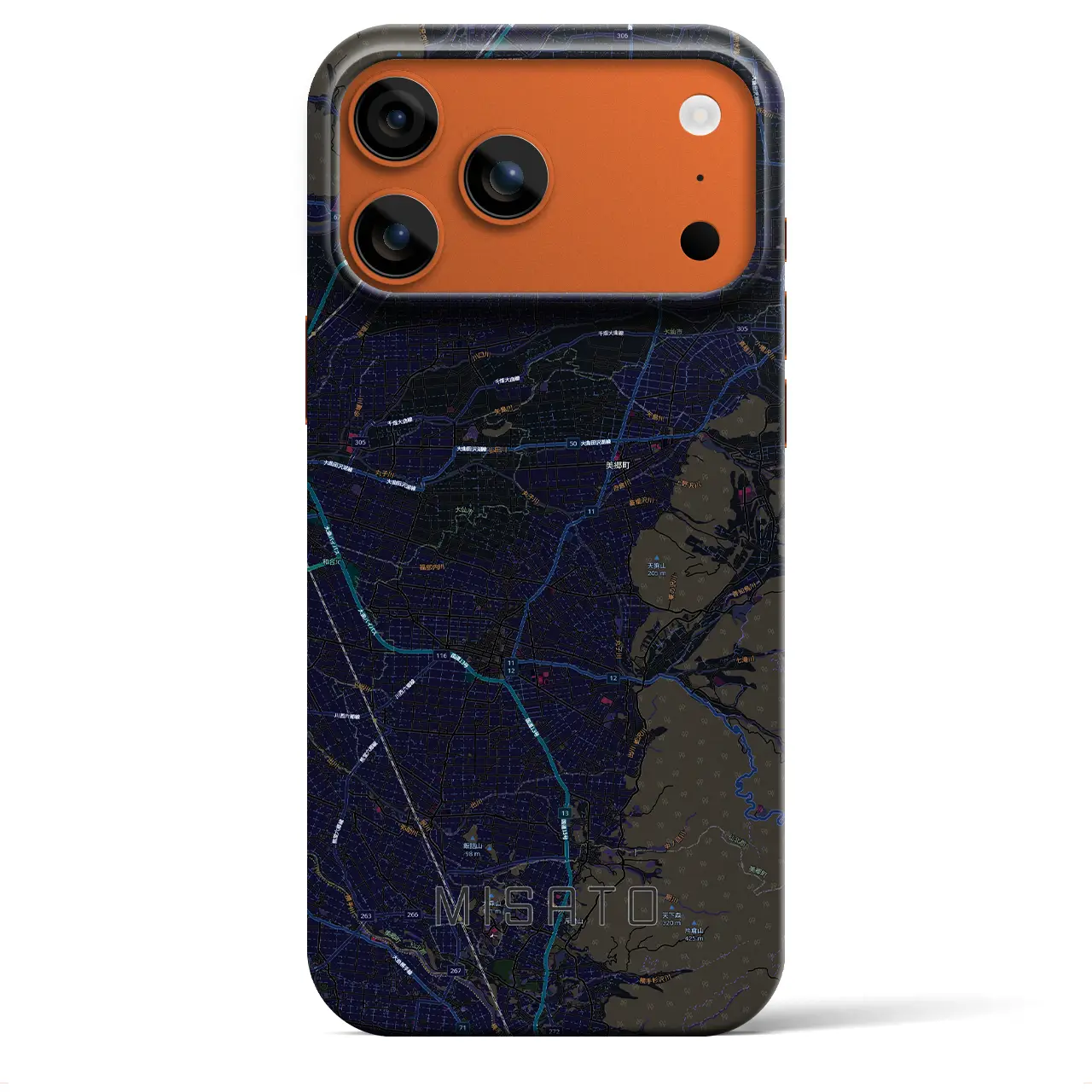 【美郷（秋田県）】地図柄iPhoneケース（バックカバータイプ）
