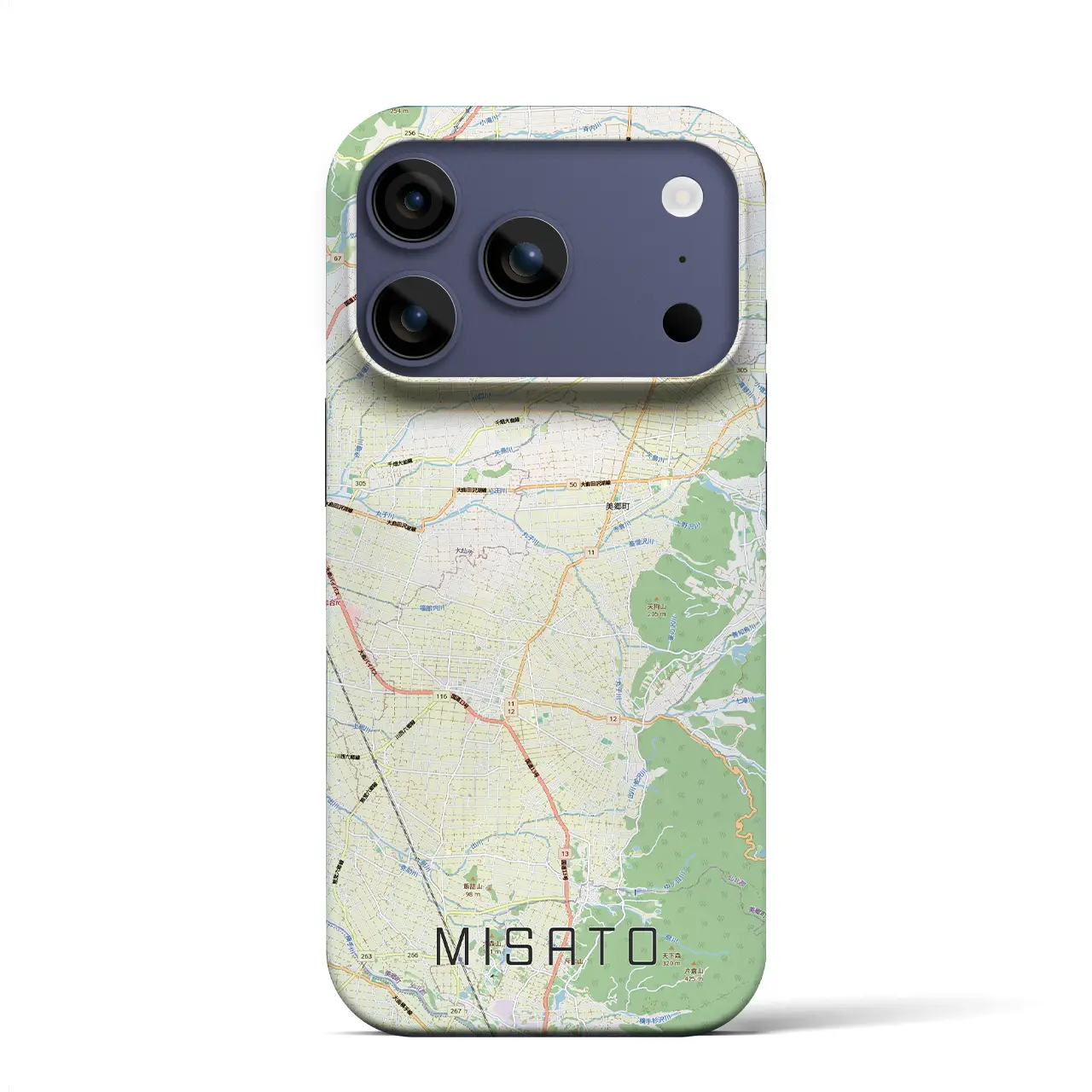 【美郷（秋田県）】地図柄iPhoneケース（バックカバータイプ）ブラック・iPhone 17 Pro Max 用