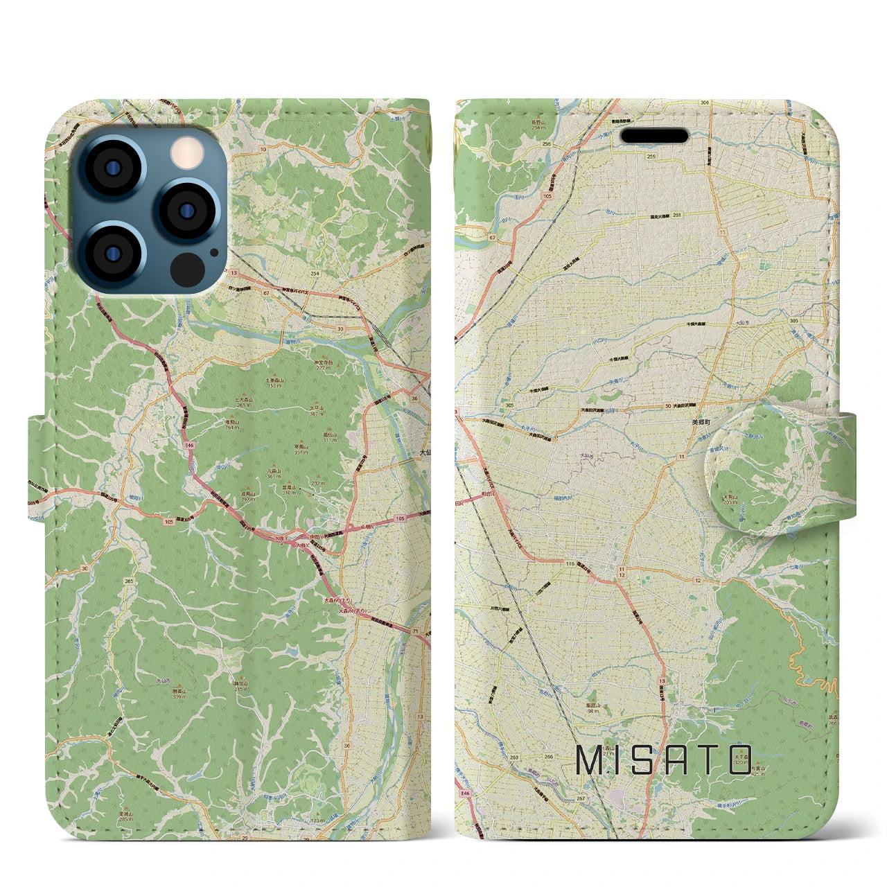 【美郷（秋田県）】地図柄iPhoneケース（手帳タイプ）