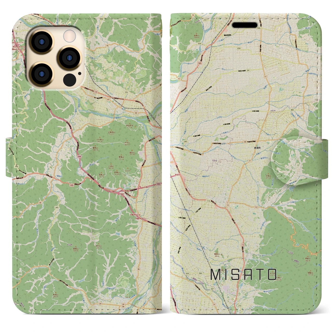 【美郷（秋田県）】地図柄iPhoneケース（手帳タイプ）