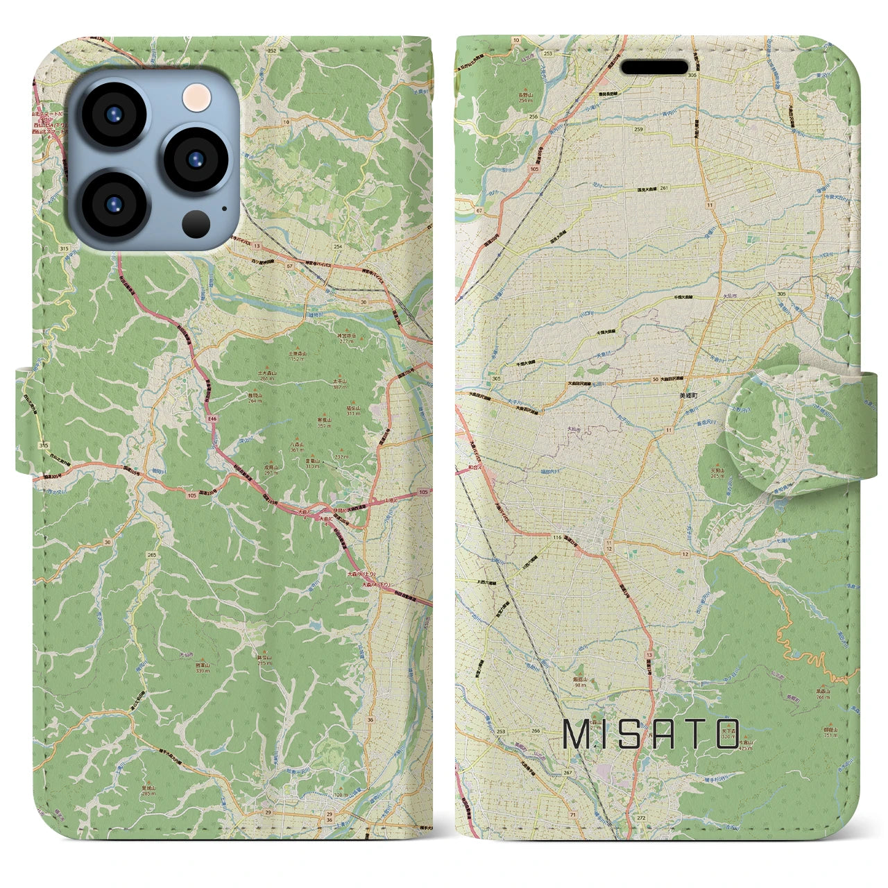 【美郷（秋田県）】地図柄iPhoneケース（手帳タイプ）