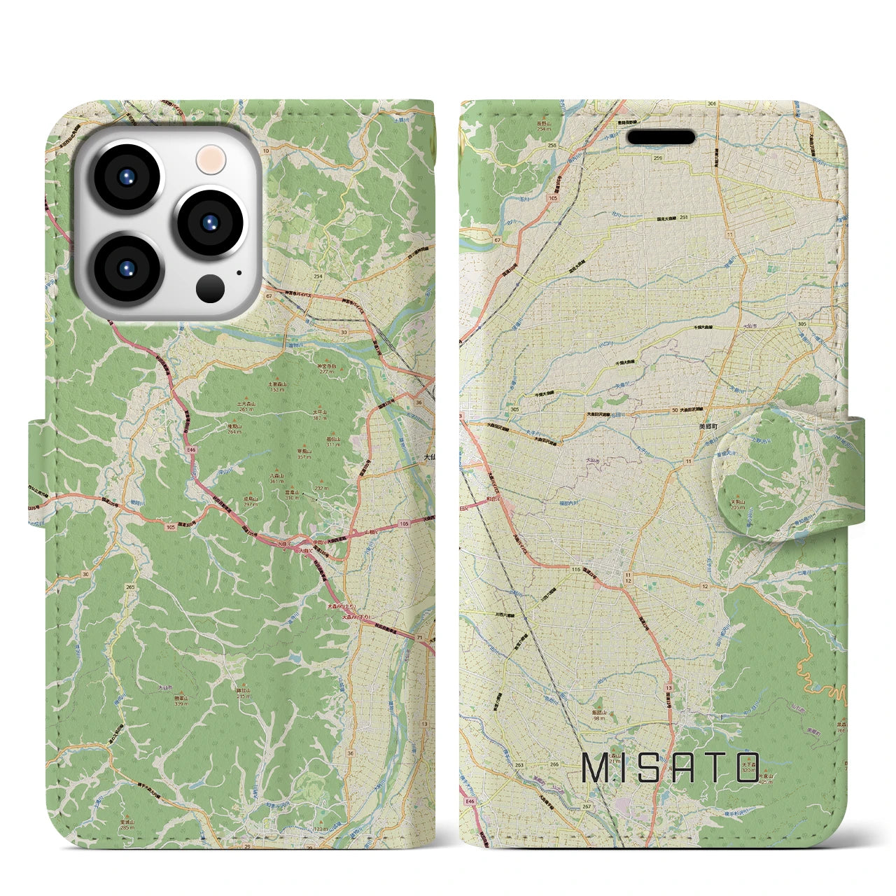 【美郷（秋田県）】地図柄iPhoneケース（手帳タイプ）