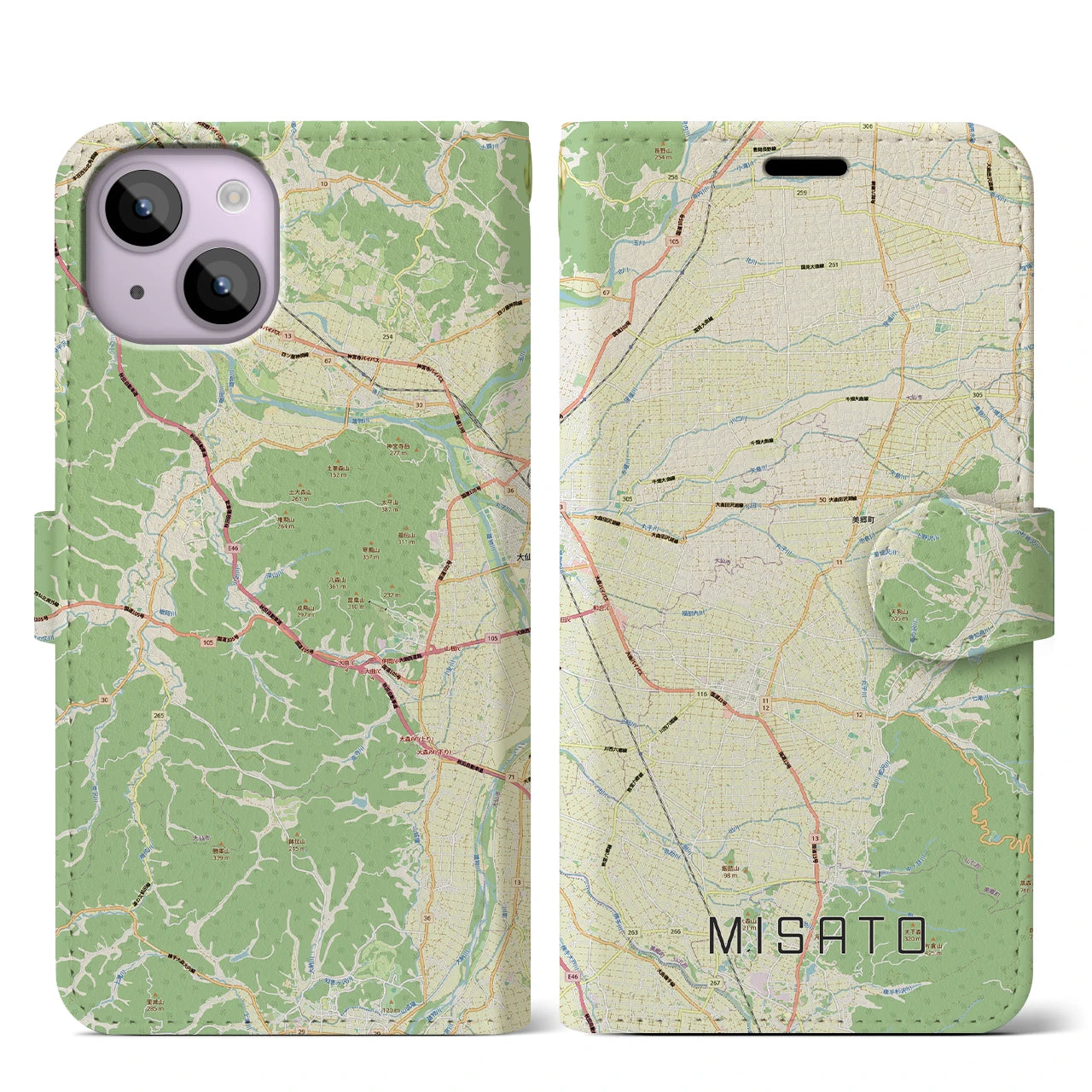 【美郷（秋田県）】地図柄iPhoneケース（手帳タイプ）