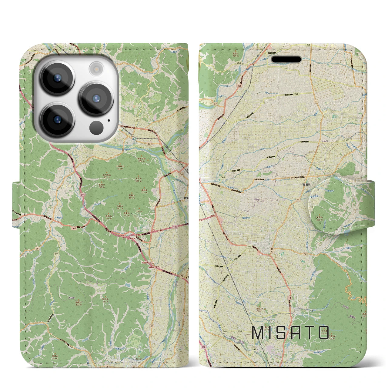 【美郷（秋田県）】地図柄iPhoneケース（手帳タイプ）