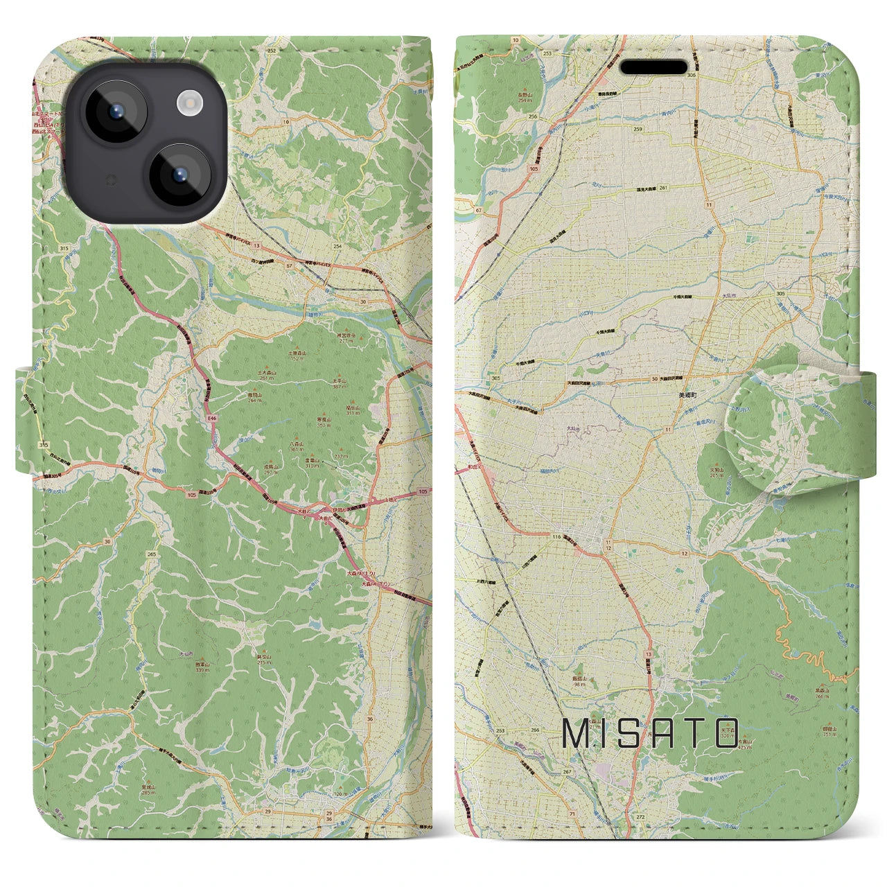 【美郷（秋田県）】地図柄iPhoneケース（手帳タイプ）