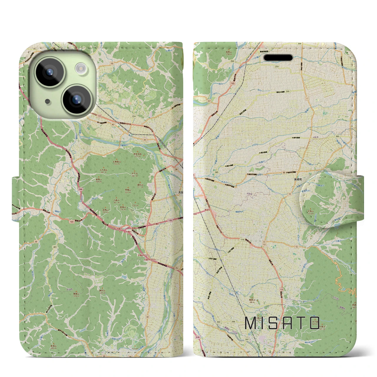 【美郷（秋田県）】地図柄iPhoneケース（手帳タイプ）