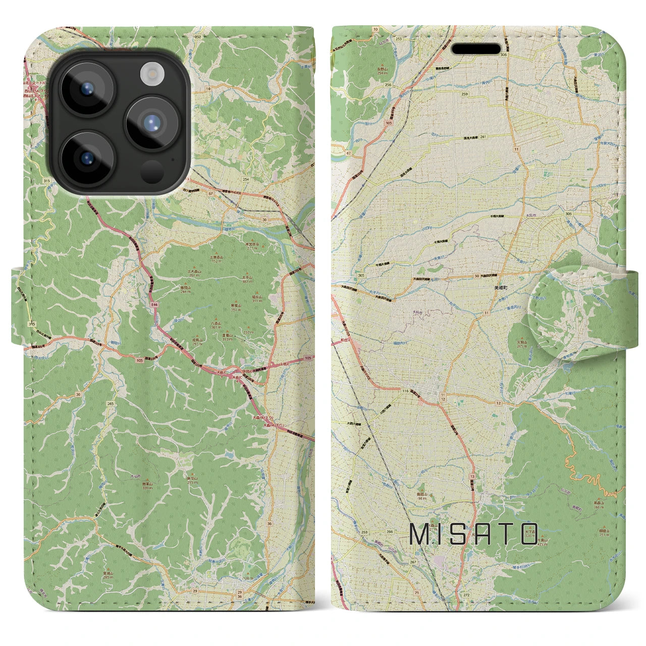【美郷（秋田県）】地図柄iPhoneケース（手帳タイプ）
